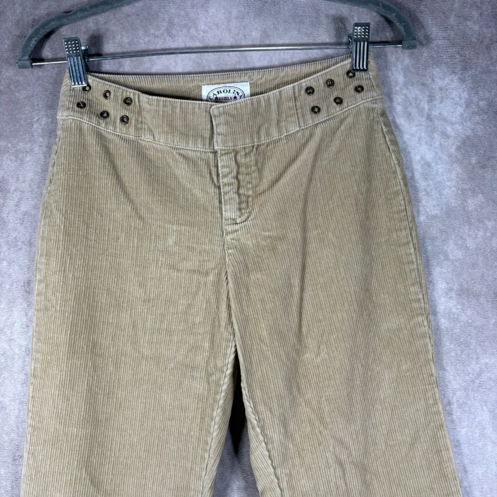 Carolina Girls Pants Girls 10 Tan Blues Corduroy Flare Grommet Y2K Retro Boho